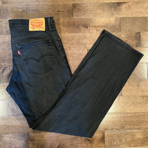 Levi’s 559 Relaxed Straight Jeans Black Denim Men’s W36 L34 Made in Colombia - Picture 1 of 8